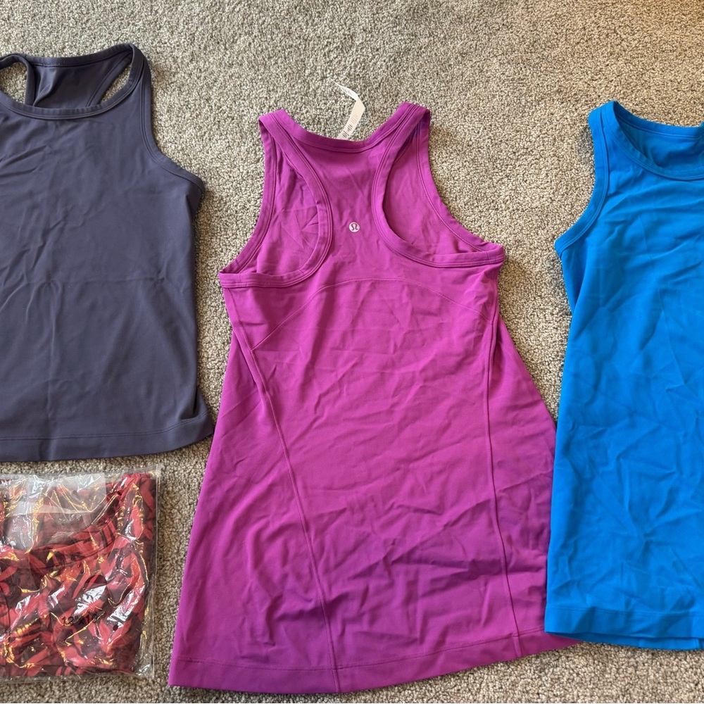 Lululemon size 6 Women's align Racerback Tank Top Set - Purple, Blue, red pink
